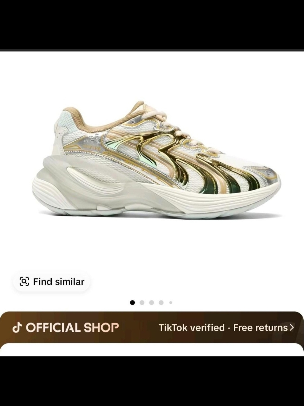 Puma Women's Cream Sneakers with Gold & Iridescent Green Accents